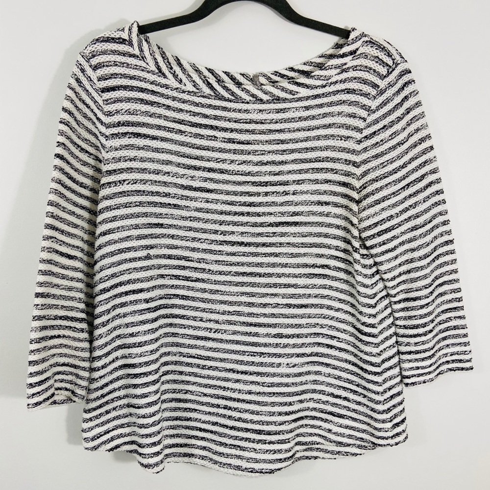 Anne Taylor LOFT Boat Neck Striped Nautical Blouse